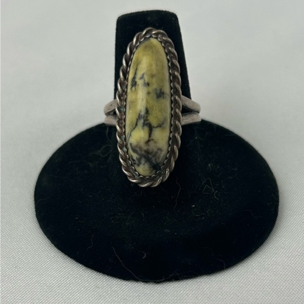 Native American Sterling Silver Ring with Bumblebee Jasper Handmade Size 8